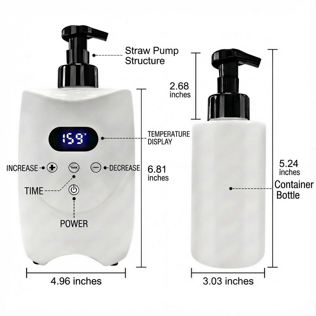 Macchina professionale per schiuma calda per rasatura, scalda crema da barba intelligente con 2 bottiglie di schiuma ricaricabili da 500 ml, dispenser di schiuma calda di grande capacità con display a