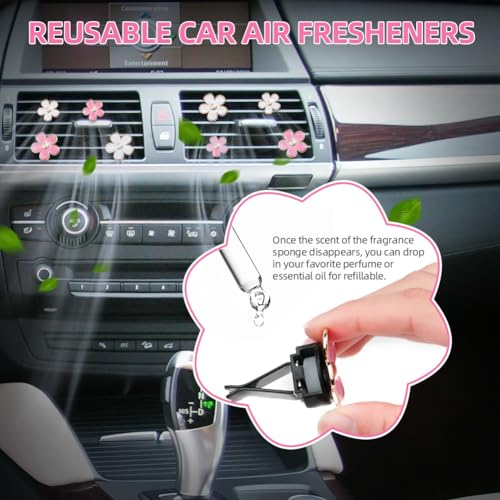URAQT Daisy Flower Air Vent Clip, 8 PCS Car Air Fresheners, Cute Flower Air Conditioning Outlet Clip, Interior Decor Charm Pink Accessories for Girls Women - Image 5