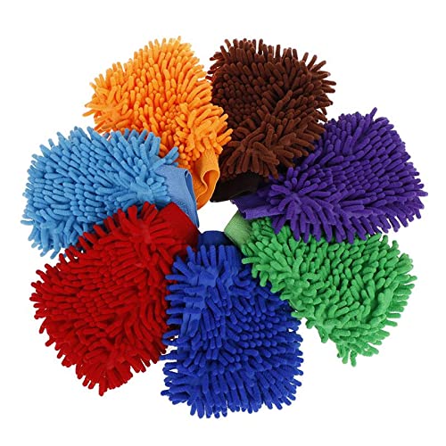 Image of OAN Car Wash Mitt - Scratch-Free Waterproof Chenille Microfiber Washing Mitts, Cleaning Gloves for Dirt & Bugs - Premium Sponge Cloths for Cars, Bikes, Office, and Home - 2 Pack (Orange)