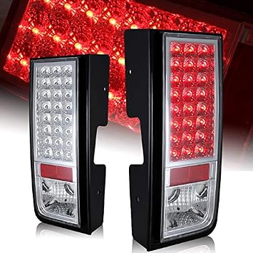 EPARTS Chrome Housing Clear Lens LED Rear Tail Brake Stop Light Tail Lamps Assembly Pair Compatible with 2003-2009 Hummer H2