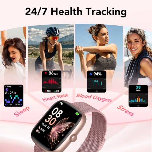 CASCHO Smartwatch Damen mit 2 Armbänder, 1.83" HD Smart Watch mit Bluetooth-Anruf, IP68 Fitnessuhr Damen mit SpO2, Pulsmesser… – Ansicht 3