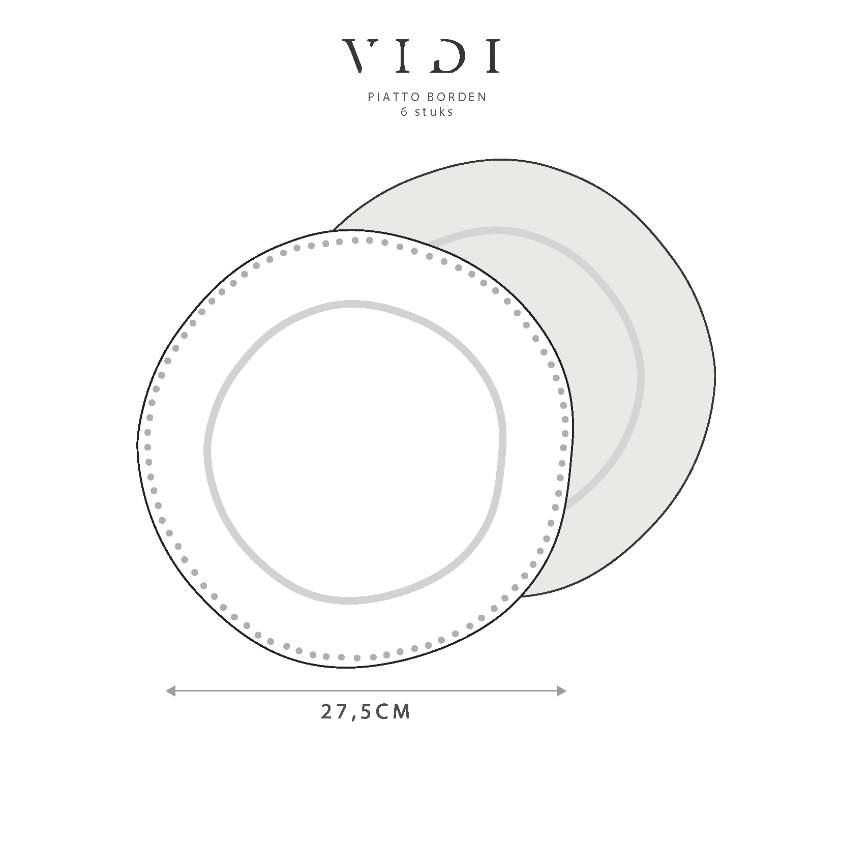 Vidi Piatto Platos de Cena Juego de 6 - Ø27,5 cm – Juego de platos de 6 piezas – Plato de desayuno – Vajilla para 6 personas - Blanco perla