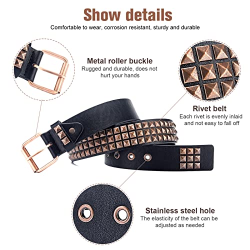 Studded Belt Metal Punk Rock Rivet Belt Emo Pyramid Stud Belt Threads Studded Goth Belt For Women Men Jeans Skirt (copper)4