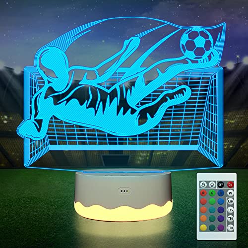 Fútbol Luz de noche, lámpara de ilusión 3D, LED temporizador y control remoto, 16 cambios de color, decoración de dormitorio, el mejor regalo de cumpleaños de Navidad para niños pequeños y niñas Cover