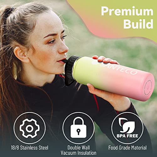 SANTECO-Water-Bottle-24-oz-Vacuum-Insulated-Stainless-Steel-Bottle-with-Straw-Handle-Lid-Leakproof-Bottles-Wide-Mouth-Easy-Clean-Keep-Drinks-Hot-Cold-for-Gym-Camping-Hiking-Yellow-Pink