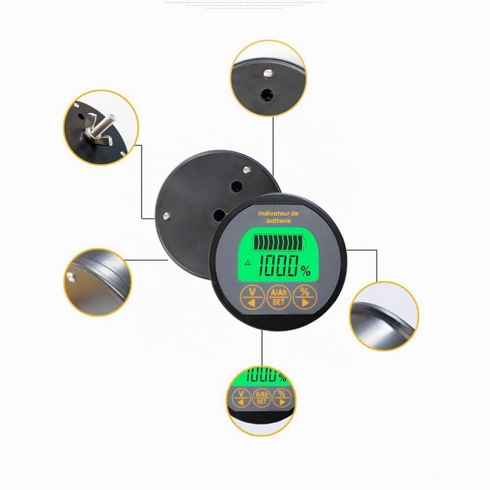 Ampnogy Batteriemonitor testeur voltmètre ampèremètre 8-120V 0-350A 999Ah pour Auto Auto Motorboot Wohnwagen Wohnmobil Wohnmobil solaire