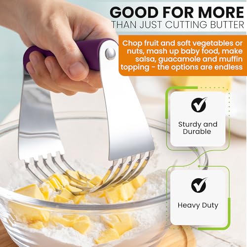 Image of Spring Chef Large Dough Blender For Baking - Durable Pastry Blender, Purple