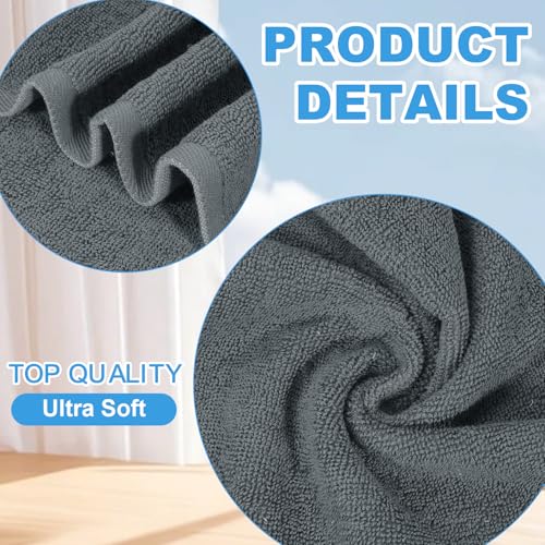 Image of 12 Pack 100% Cotton Wash Cloth, 12x12 Inch Highly Absorbent and Soft Feel Fingertip Towels, Machine Washable Washcloths for Bathroom, Gym, Hotel, Spa and Kitchen, Grey