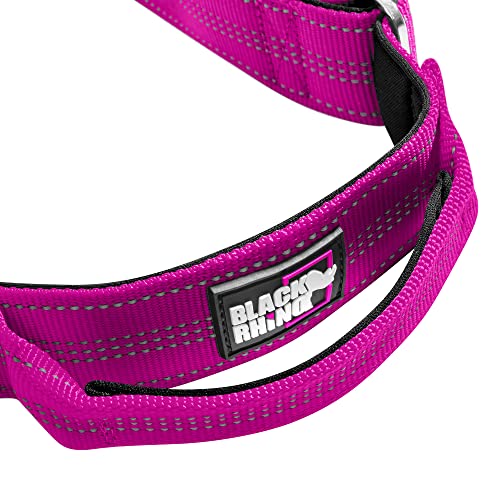 Black Rhino - Tactical Dog Collar Ultra-Soft Neoprene Padded Dog Collars For Medium, Large, Xl Dogs | Heavy Duty Metal Buckle | Padded Handle For Dog Training (Large, Pink) #TOP3