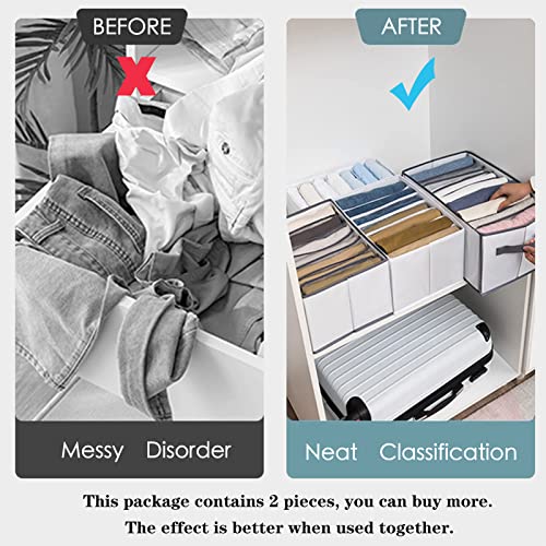 Doubfivsy 2Pcs Wardrobe Clothes Organizer With Support Board, Large 9 Grids Foldable Jeans Drawer Organizer Waterproof Closet Storage Box For T-Shirt Pants Underwear Bra Leggings Sweaters, Grey #TOP3