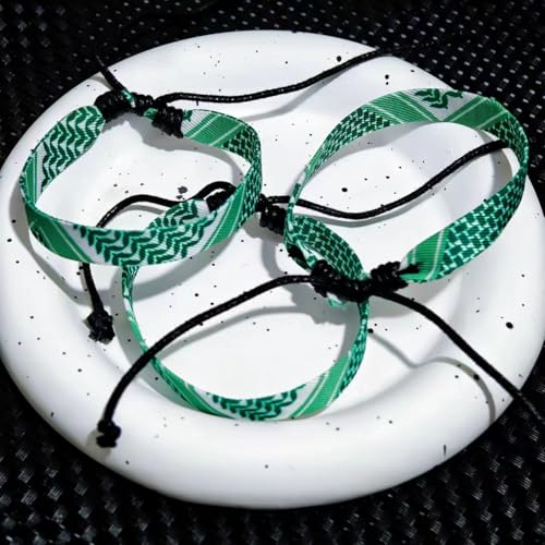 4Pcs Palestinian Keffiyeh Bracelets for Women Men Country Proud Adjustable Braided Wristband Woven String Bracelets4