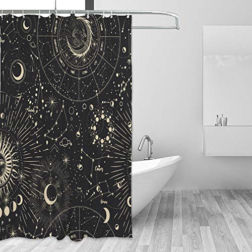 Rideau de douche imperméable style espace avec anneaux de suspension C - 5