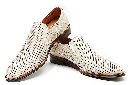 Santimon Men's Loafer Slip On Dress Casual Genuine Leather Hollow Penny Loafer Business Formal Summer Walking Shoes4