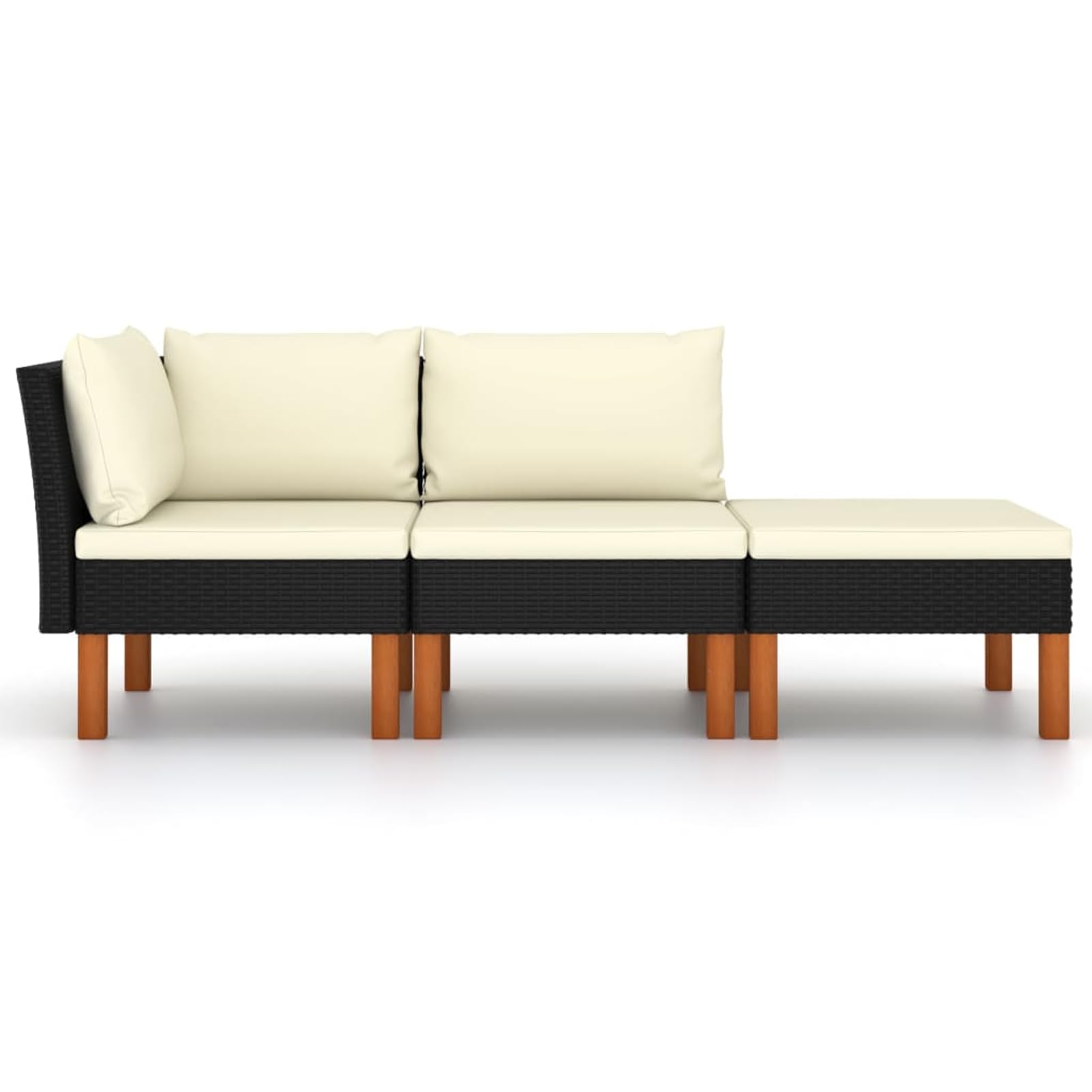 3-TLG. Garten-Lounge-Set Poly Rattan und Eukalyptus Massivholz Tisch- und Stuhlsets, Gartenmöbel 315766