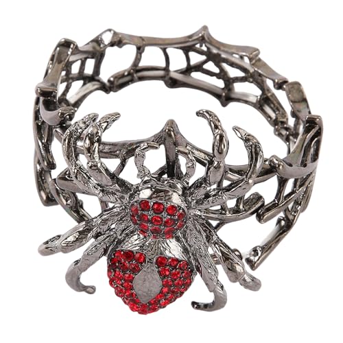 [faytobe] Halloween Party Jewelry Punk Arachnid with Rhinestones, Adjustable Bangle for Concerts and Event Adjustable Dark Punk 