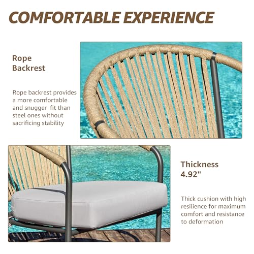 Natural Expressions NE-S3309C-RM0020-3-GY Outdoor Bistro Set, 3 Piece Patio Furniture Rocking Chairs Set Of 2, No Assembly Required Balcony Porch Chair Metal Table 9 Inch Thick Cushion thumb #5