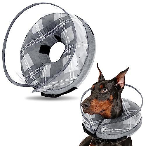 Image of Inflatable Dog Collar, Recovery Collar Dog, Inflatable Dog Collars After Surgery, Soft Dog Cone Collar, Protective Inflatable Collar for Anti Lick (Grey, M)