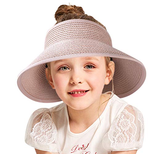Sun Visor Kids Straw Hat Wide Brim Roll Up Summer Toddler Beach Hats