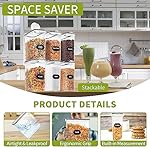 Skroam Cereal Containers Storage of 6 [4L/135.2 oz], Airtight Food Storage Containers with Lids, Plastic Cereal Dispensers for Kitchen & Pantry Organizers and Storage, Measuring Cup & 20 Labels - Image 3