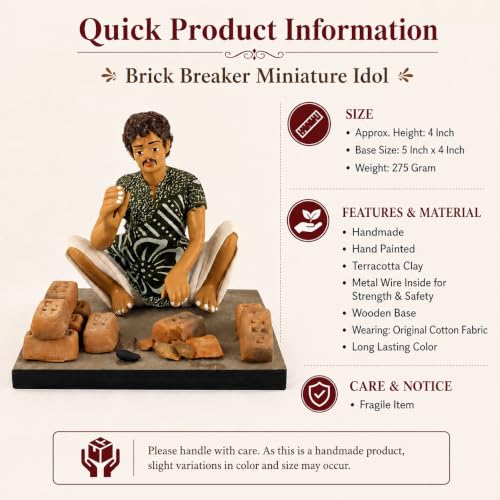 Image of Krishnanagar Handmade Clay Gift & Decor | Basic- Sitting Human Figure Miniature Idol - Brick Breaker