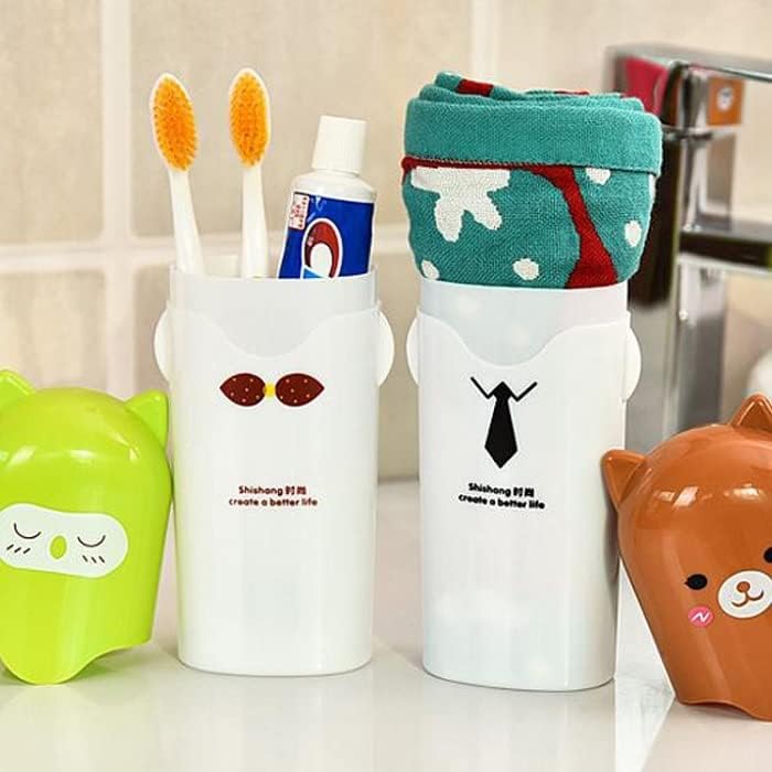 Prostuff.in Plastic Portable Cartoon Animal Design Toothbrush Holder Box Best for Travel Camping Bathroom for Storage Multicolor (Pack of 2) 2