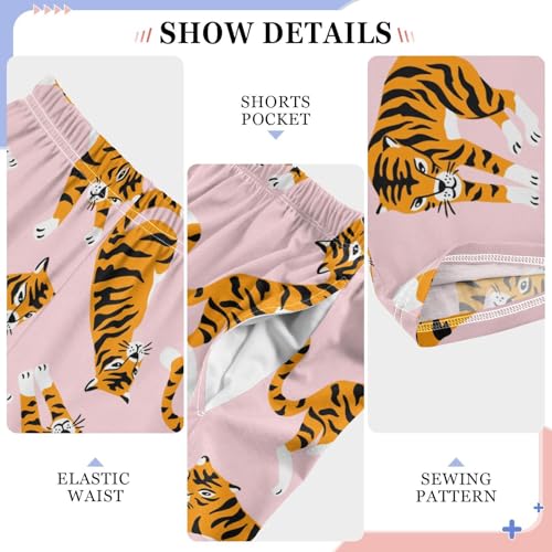 Lovely Tiger Boys Long Pants Soft Trousers Elastic Waist Kids Lounge Bottoms with Pockets S-XL4