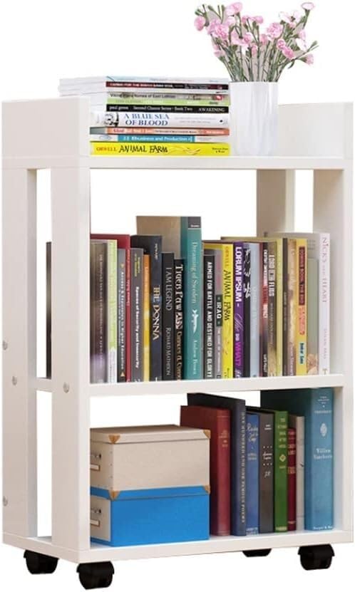 Étagère 2 couches avec roues : bibliothèque multicouche salon et chambre