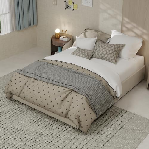 Lit Coffre avec rembourré Tête de lit, Cadre de Lit 140 x 190 avec Sommier, Moderne, avec Rangement hydraulique, Montage Facile, Tissu Doux et Confortable...