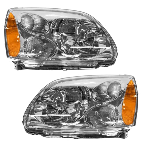 Image of TRQ 2 Piece Headlight Assembly Set Bright Bezel Driver & Passenger Side Compatible with 2004-2012 Mitsubishi Galant MI2502127 MI2503127