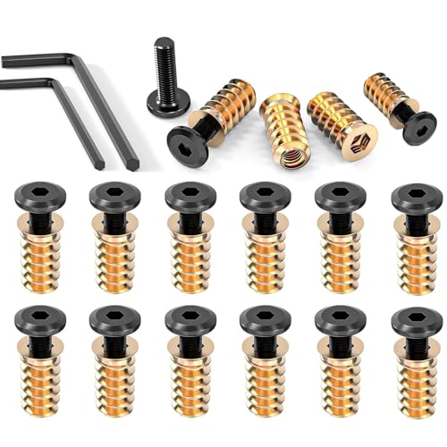 20Pcs M6 x 20mm Furniture Screw Nut Threaded Wood Inserts Bolt Fastener Connector Hex Socket Drive M6 x 20mm Screw-in Nuts with Wrenches for Wooden Furniture