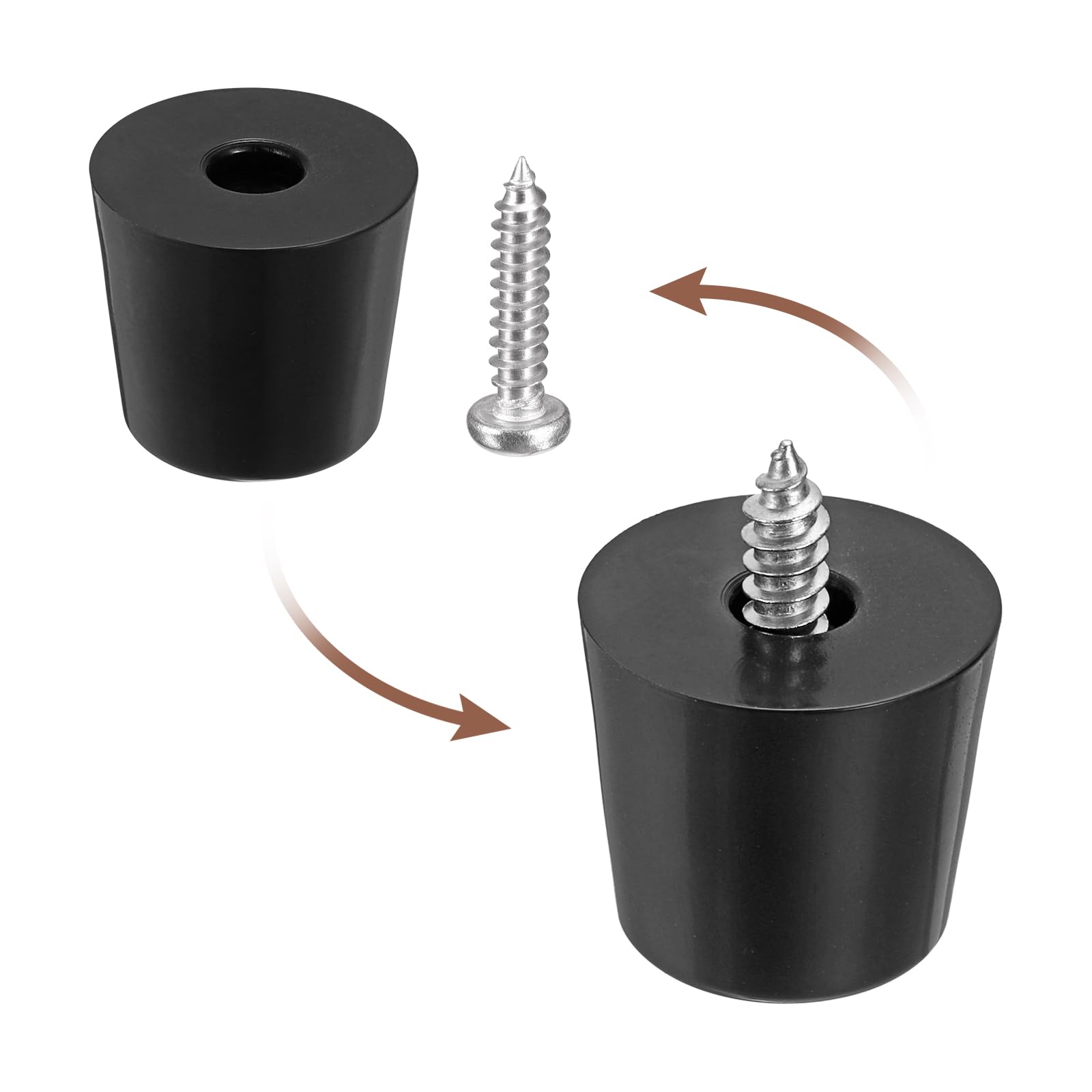 uxcell 100Pcs Rubber Bumper Feet, 17mm H x 19mm W Round Pads with Stainless Steel Washer and Screws for Furniture Appliances - Image 4