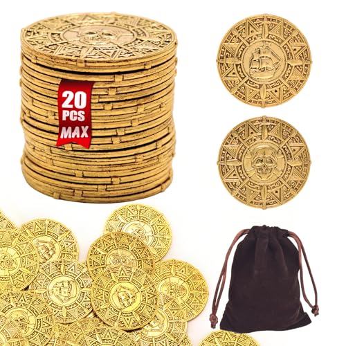 Il set di monete da gioco in metallo include: monete d'oro XLarge da 33 mm. e un fantastico portamonete per essere un vero pirata!
