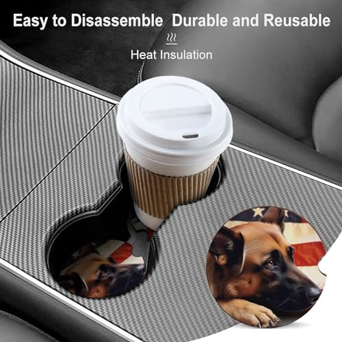Portavasos para auto con diseño de bandera y perro miniatura 4