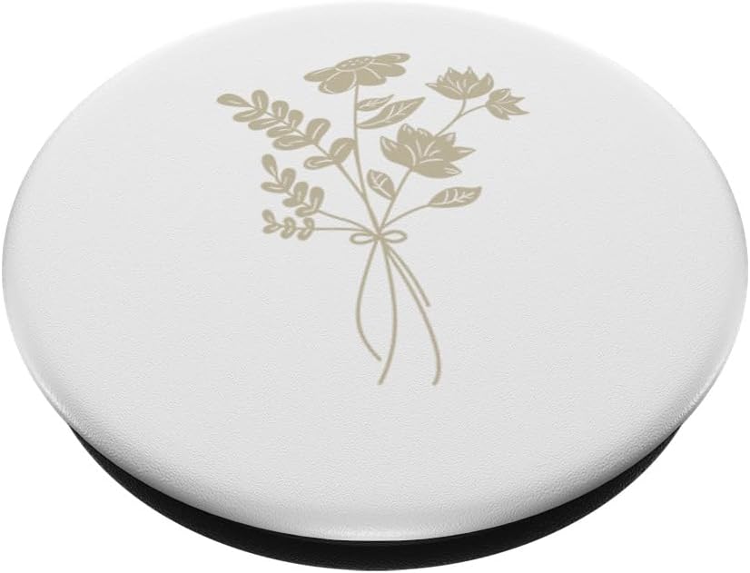 Beige White Floral Flower Wildflower PopSockets Adhesive PopGrip - Image 2