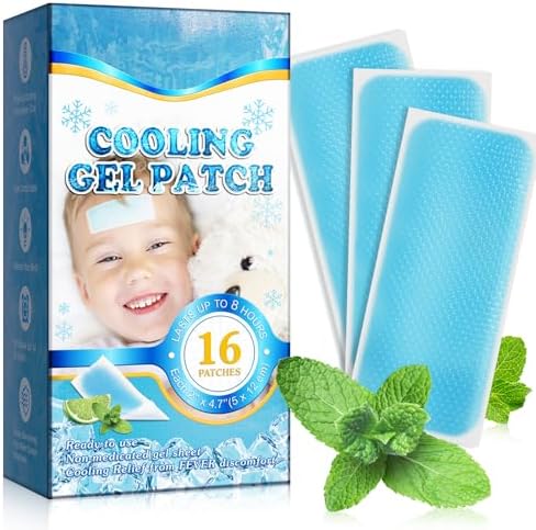 16 Blatt Fieberpflaster für Kinder – kühlende Gelpflaster bei heißem Wetter für Erwachsene – Kopfschmerzpflaster – Fieber-Kühlpads für die Stirn – kühlend und schmerzlindernd