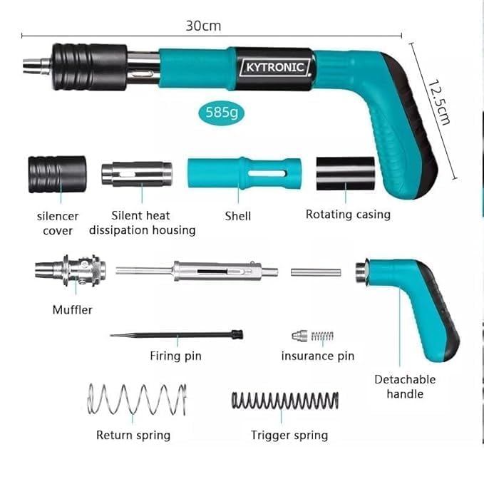 Image of Compact 5 Gear Adjustable Mini Manual Steel Nail Gun for Concrete Wall, Includes 20 Pcs Steel Fasteners and Handy Nails for Wall Storage Tool