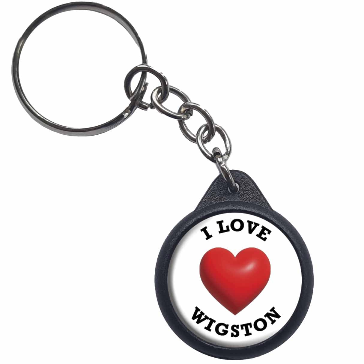 Ozorath I Heart Love Wigston Keyring Keychain With Trolley Coin