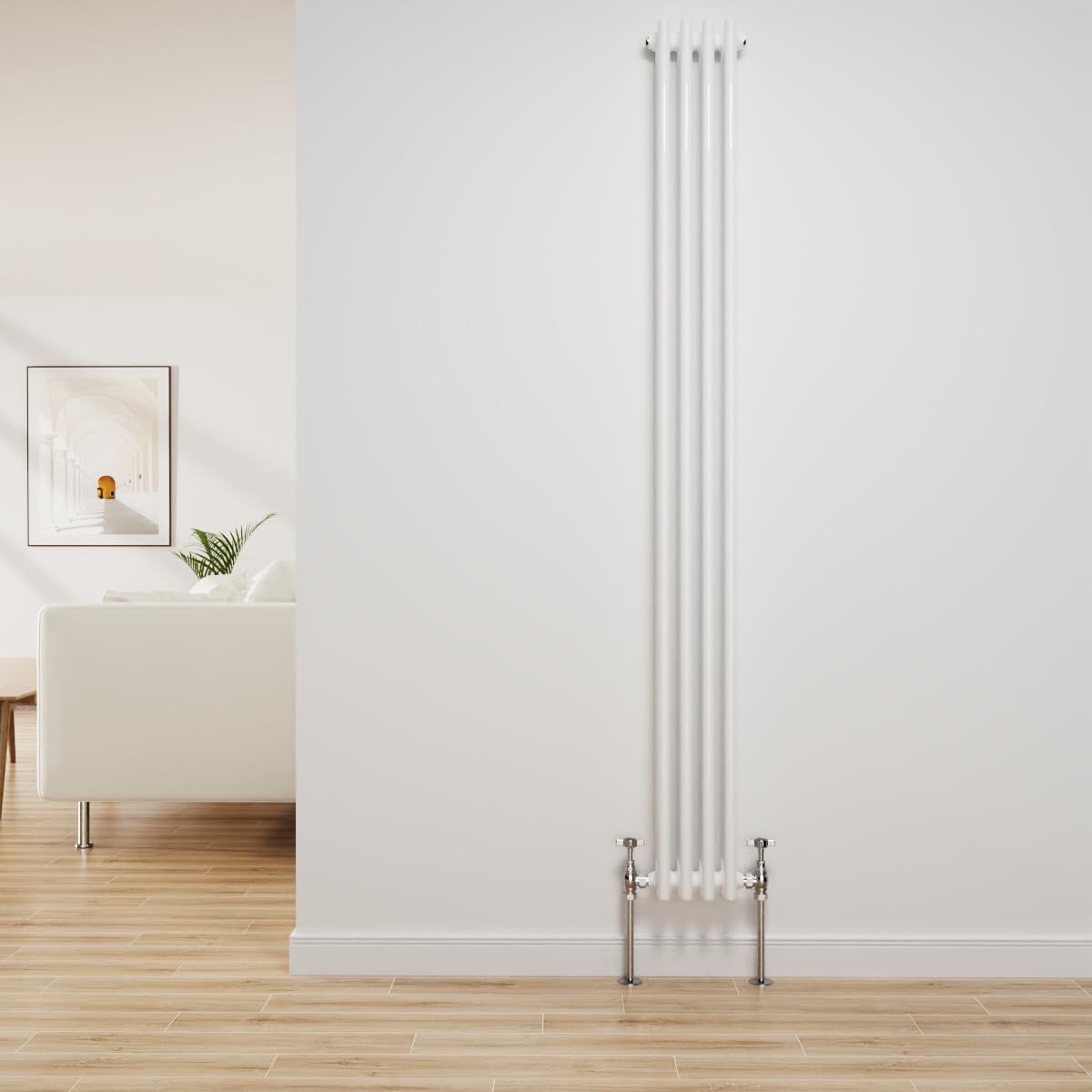 NRG Traditional Radiator Gloss White Cast Iron 3 Column Vertical Central Heating Bathroom Radiators 1800x202mm