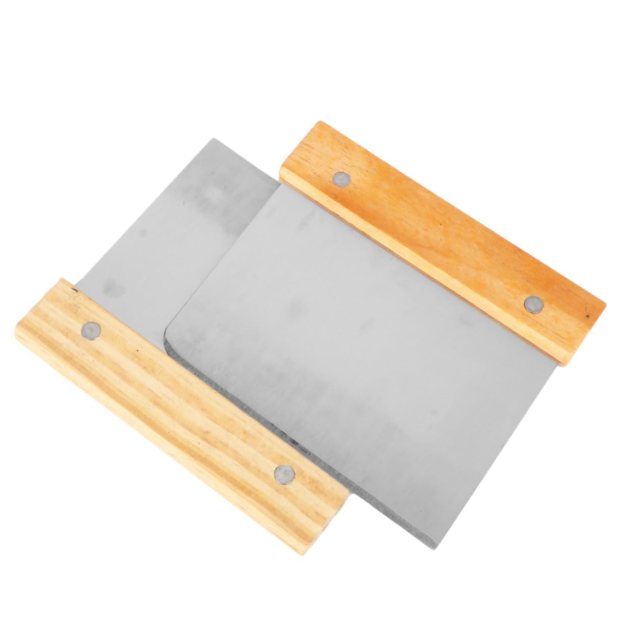 LALADEFIEE 2pcs Flour Scraping Baking Knife Kitchen Gadgets Home Gadgets Dough Scraper Pizza Pastry Cutter Wooden Silver Random Color