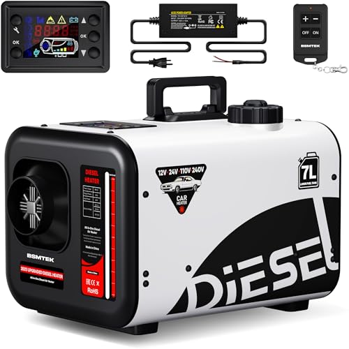 7L Large Diesel Heater, 8KW 240V/110V/12V/24V All in One Diesel Air Heater with LCD Switch, Remote Control, Suitable for Truck, RV, Home, Car, Campers, Boat, White