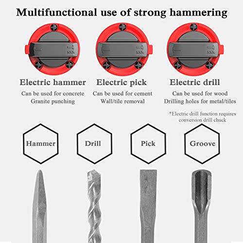 1600W Abbruchhammer Mit SDS-Plus Und 4 Funktionen in 1, SDS-Plus Schlagbohrmaschine, Anti-Vibrationen Am Griff Und… – Bild 5