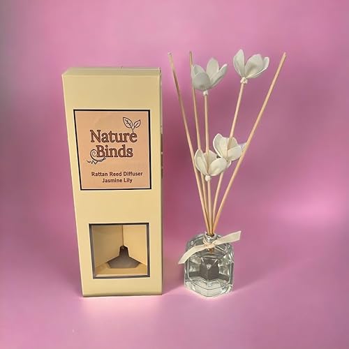 Miniatura 7 de Juego de difusor de varillas de ratán, aceite perfumado de lirio de jazmín con palos y hermosas flores de magnolia blanca, difusor de decoración de