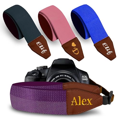 Art Tribute Custom Purple Camera Strap - Choose Your Text and We Make It Especially For You Get Your Own Personalized Camera Strap, No Shipping Cost!