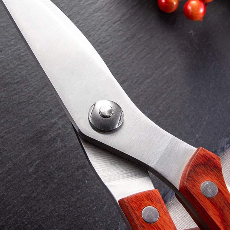 Tijeras de Cocina, Tijeras de Cocina, Cuchillo de Acero Inoxidable, Tijeras Resistentes para Aves de Corral para Cortar Carne, Pescado, Pollo, Hueso, Mango de Madera