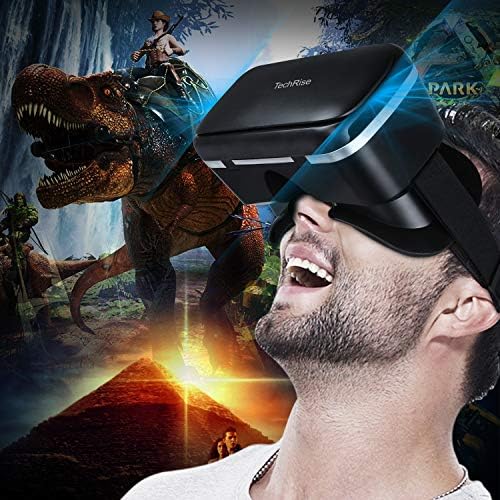 TechRise 3D VR Headset, 3D VR Glasses Virtual Reality Box with Adjustable Lens and Comfortable Strap for 3D Movies and Games, Compatible with iPhone Samsung and Other 4.7-6 inches Smartphones