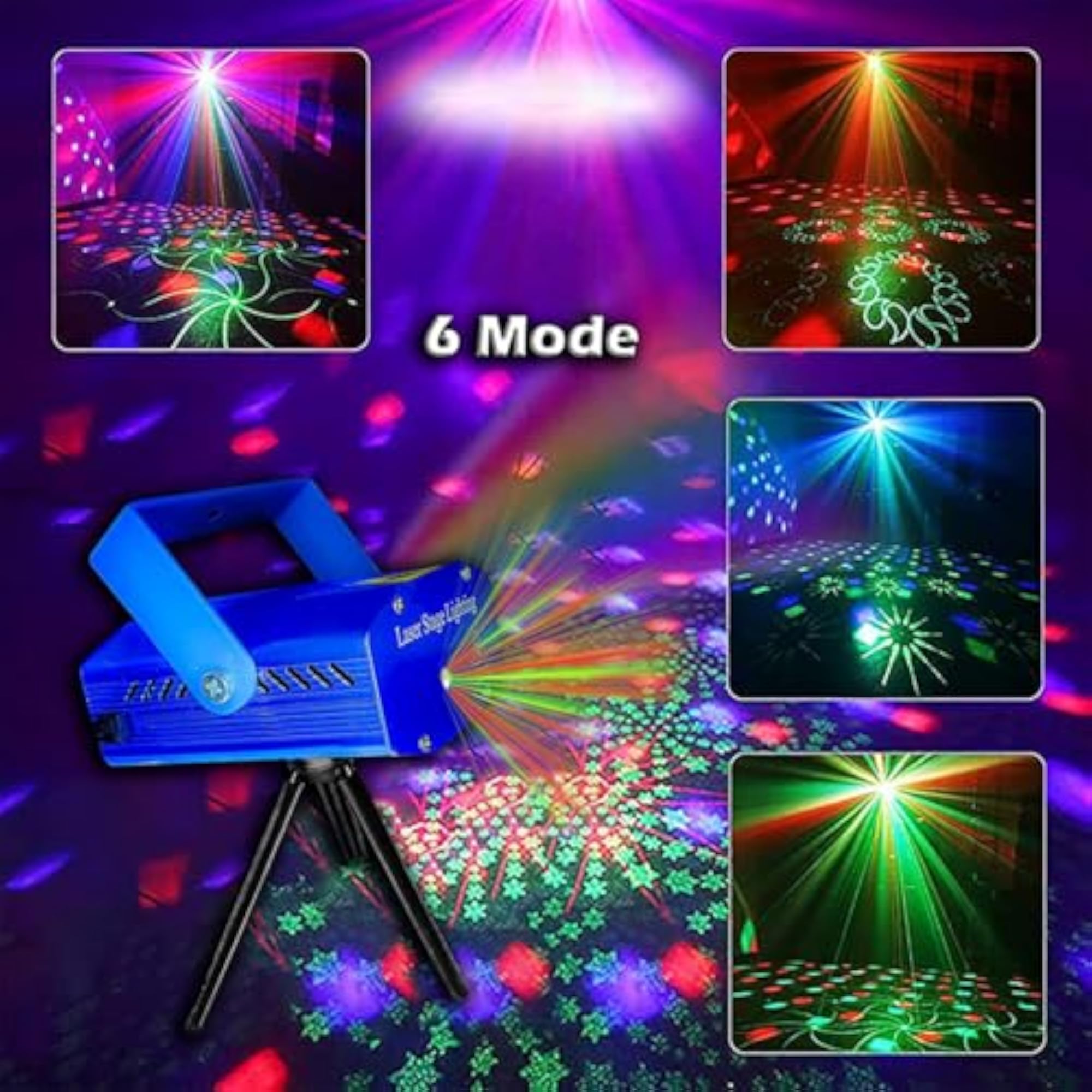 Mini RGB Laser Stage Light Projector, Sound Activated