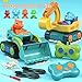 Lehoo Castle Construction Toys, 2 Pack Remote Control Car for Toddlers 1-3, Rechargeable Excavator Toy Bulldozer Toys for 2 Year Old Boy, 3 Year Old Boy Toys