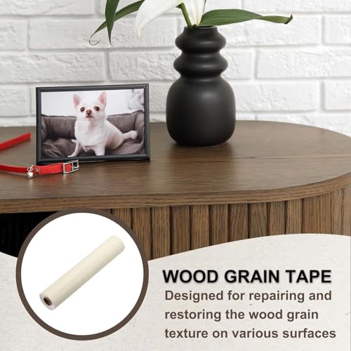 Image of PATIKIL Wood Grain Tape 12 inch x 32 ft, Self-Adhesive Wood Texture Repair Tape Realistic Wooden Effect Patch for Furniture Cabinets Floor Walls, Beige