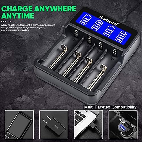 WholeFire 18650 Battery Charger, 4 Slots Vape Battery Charger LCD Display Smart Battery Charger for Rechargeable Li-ion 18650 26650 18490 17670 17500 16340 14500, Ni-MH/Ni-Cd A AA AAA Batteries