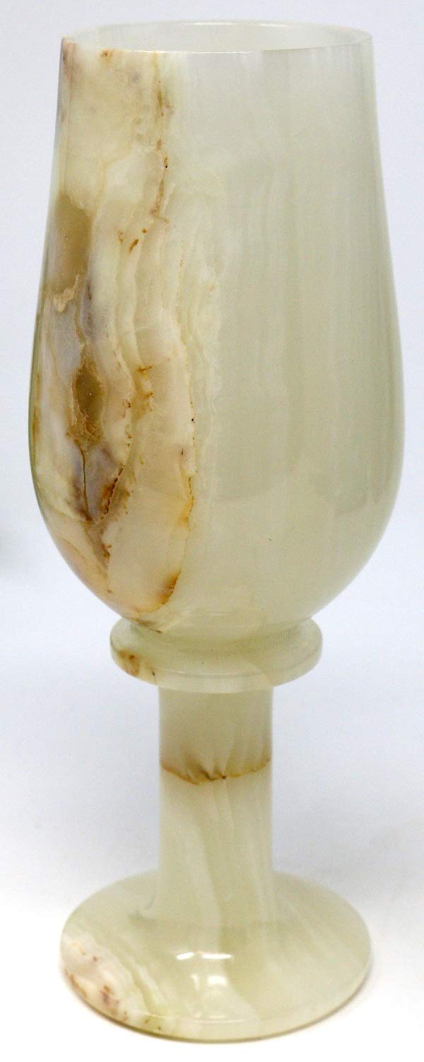 1 Stück Weinglas/Kelch aus dem Halbedelstein Onyx Marmor, 20 cm Handarbeit Naturstein